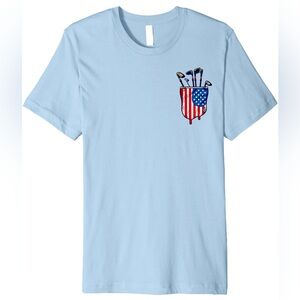 Funny Patriotic Golf Pocket USA America Flag 4th of July Dad Premium T-Shirt
